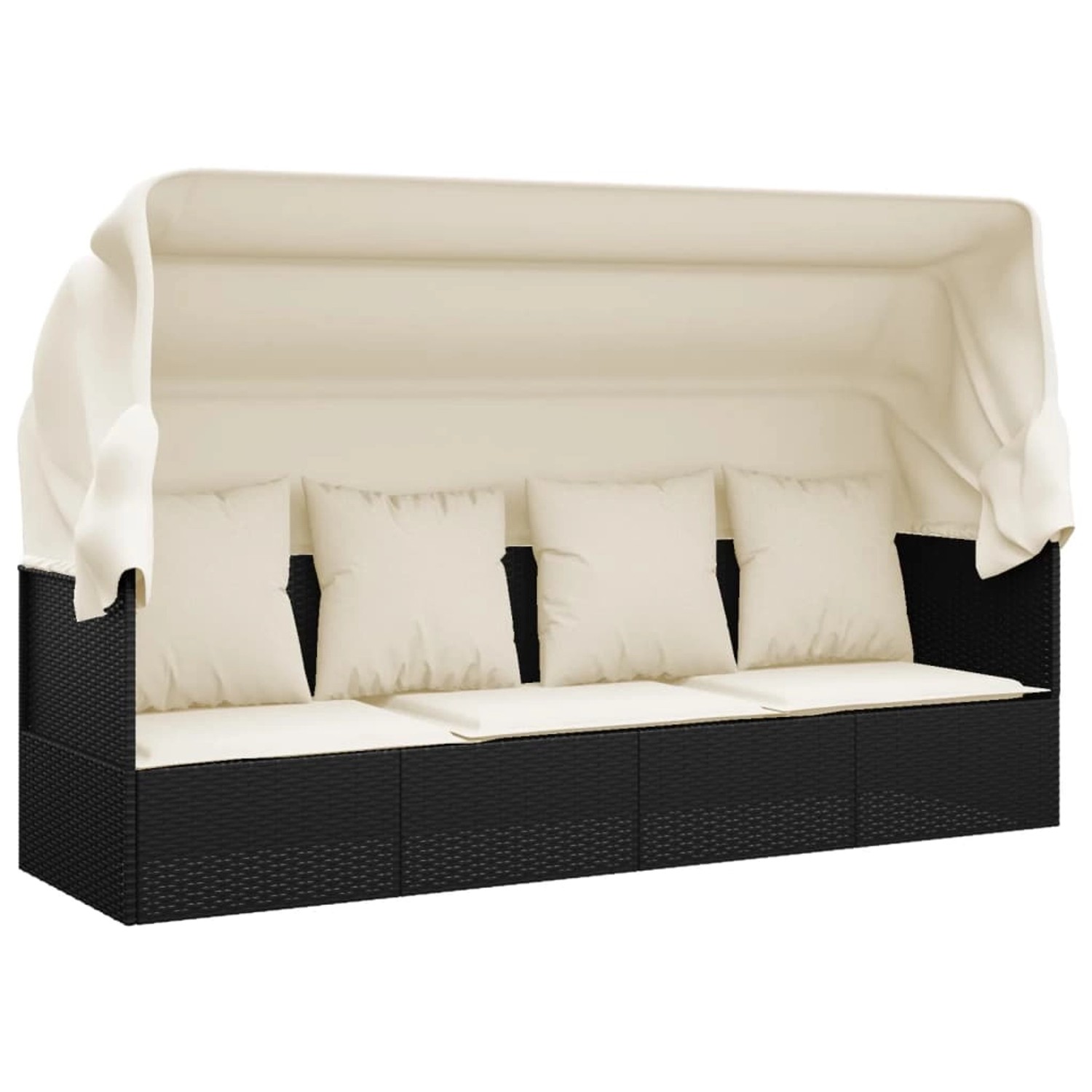 vidaXL Outdoor-Loungebett mit Dach und Kissen Schwarz Poly Rattan 203 x 58 x 56 cm vidaXL Outdoor-Loungebett mit Dach und Kissen Schwarz Poly Rattan 203 x 58 x 56 cm von VIDAXL
