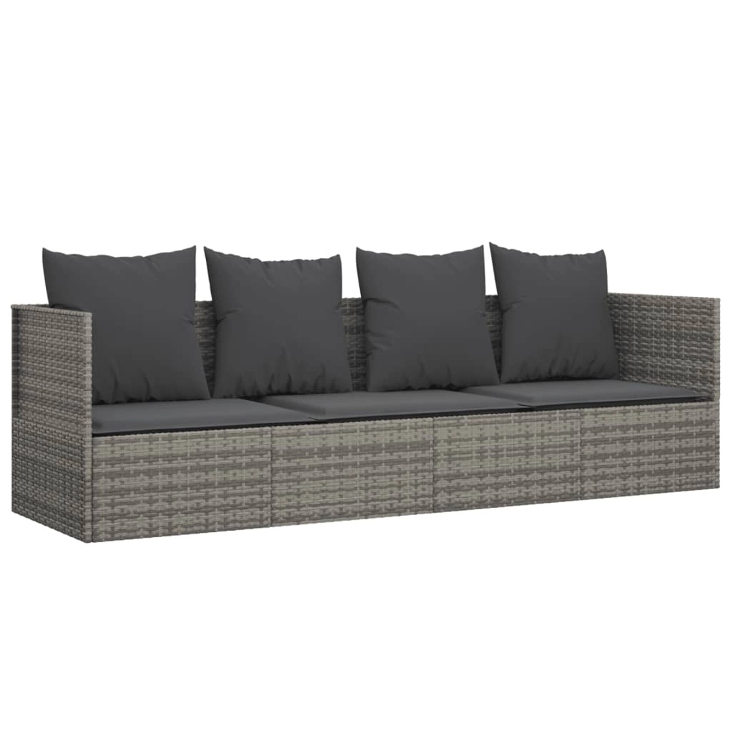 vidaXL Outdoor-Loungebett mit Kissen Grau Poly Rattan vidaXL Outdoor-Loungebett mit Kissen Grau Poly Rattan von VIDAXL