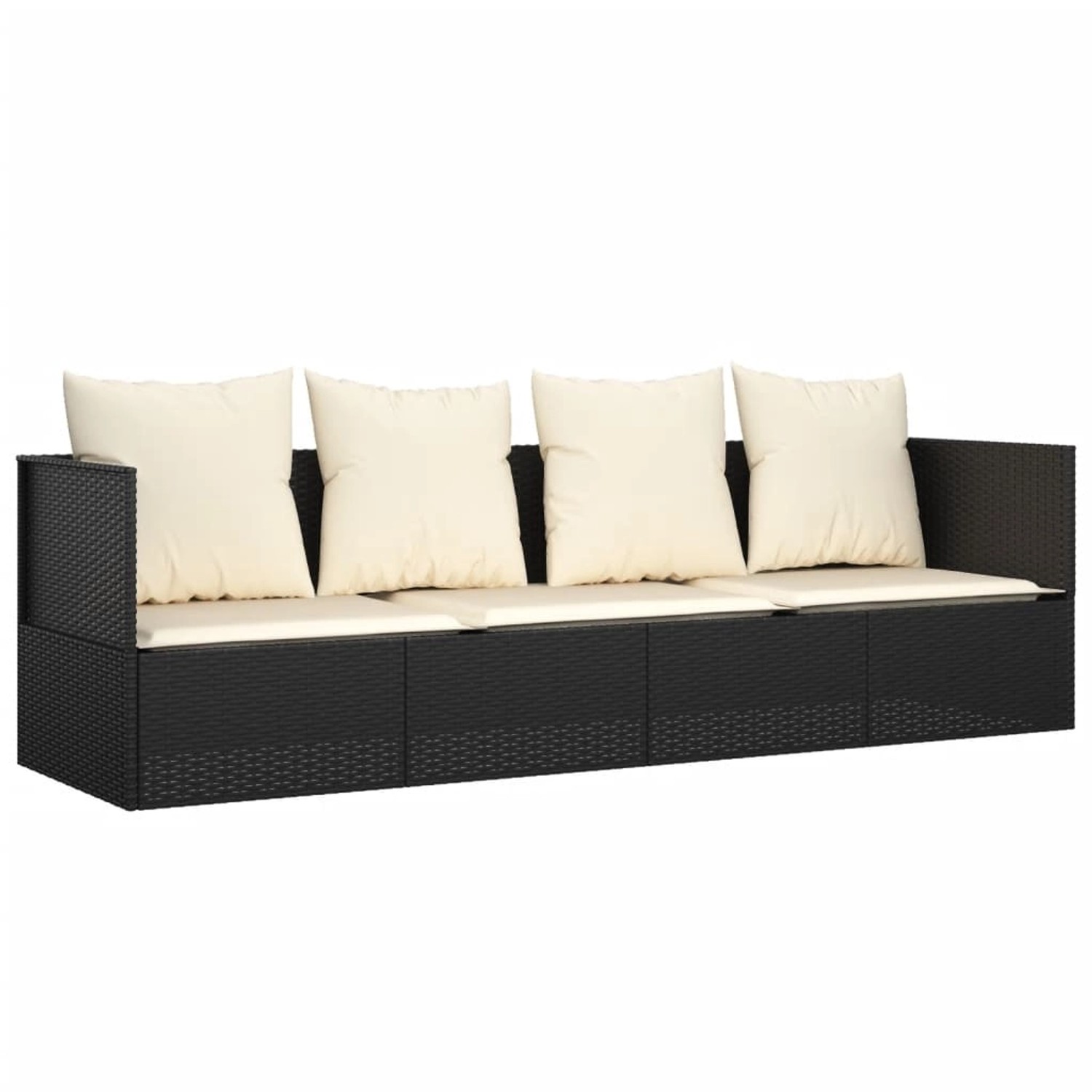 vidaXL Outdoor-Loungebett mit Kissen Schwarz Poly Rattan 203 x 58 x 56 cm vidaXL Outdoor-Loungebett mit Kissen Schwarz Poly Rattan 203 x 58 x 56 cm von VIDAXL