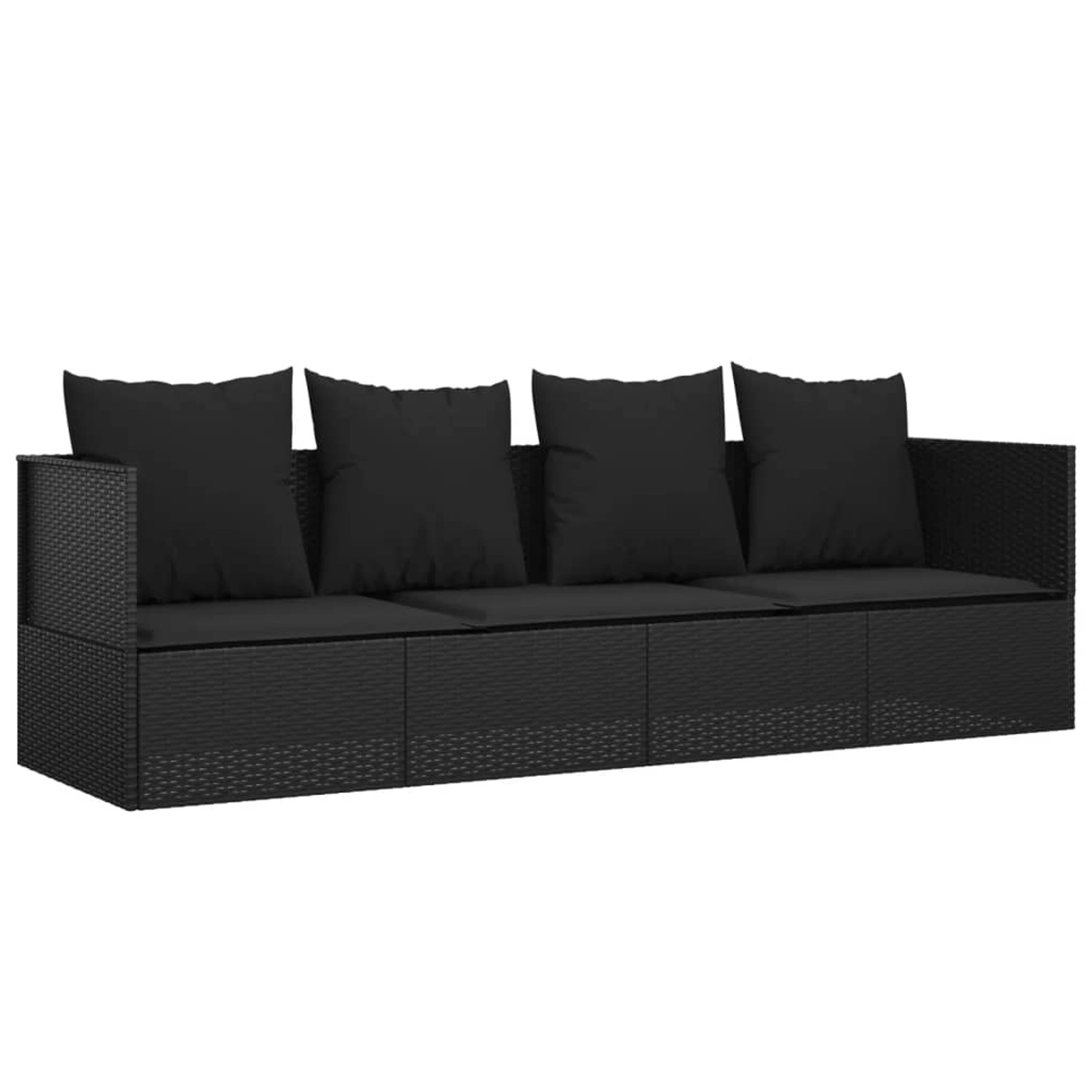 vidaXL Outdoor-Loungebett mit Kissen Schwarz Poly Rattan vidaXL Outdoor-Loungebett mit Kissen Schwarz Poly Rattan von VIDAXL