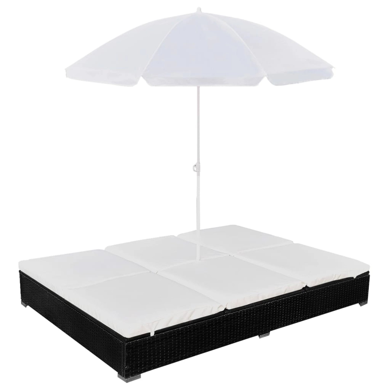 vidaXL Outdoor-Loungebett mit Sonnenschirm Poly Rattan Schwarz vidaXL Outdoor-Loungebett mit Sonnenschirm Poly Rattan Schwarz von VIDAXL