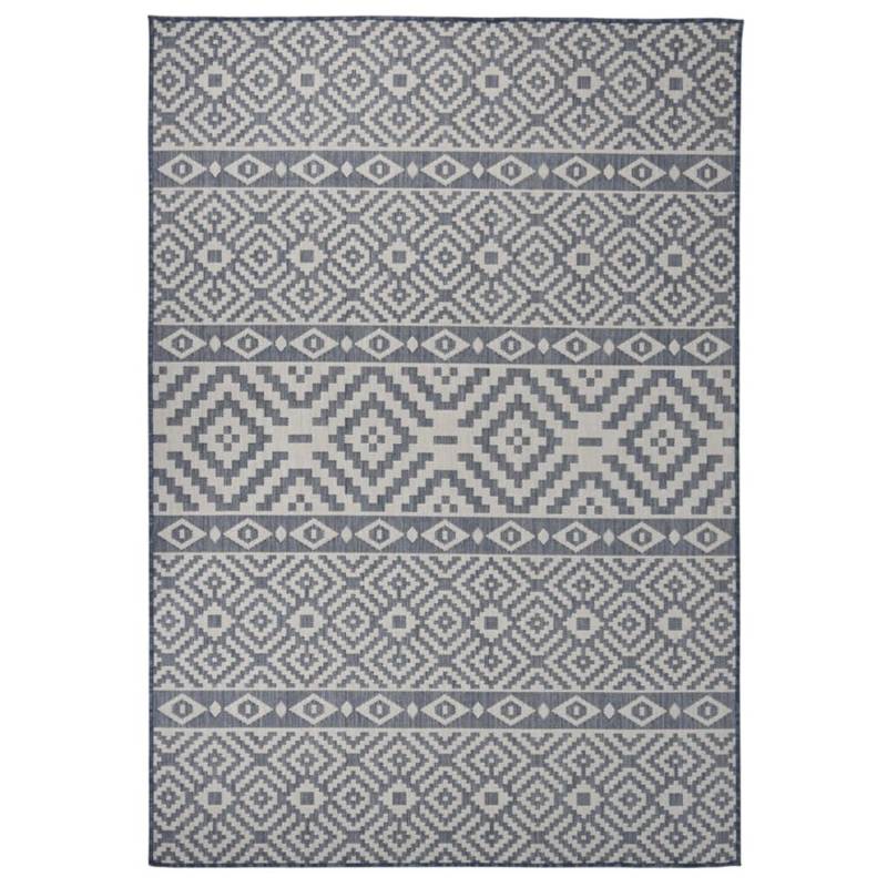 vidaXL Outdoorteppich Flachgewebe 160x230 Cm Blau Gestreift 1124009 von VIDAXL