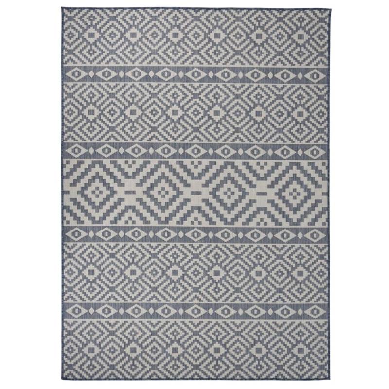 vidaXL Outdoorteppich Flachgewebe 200x280 Cm Blau Gestreift 1124010 von VIDAXL