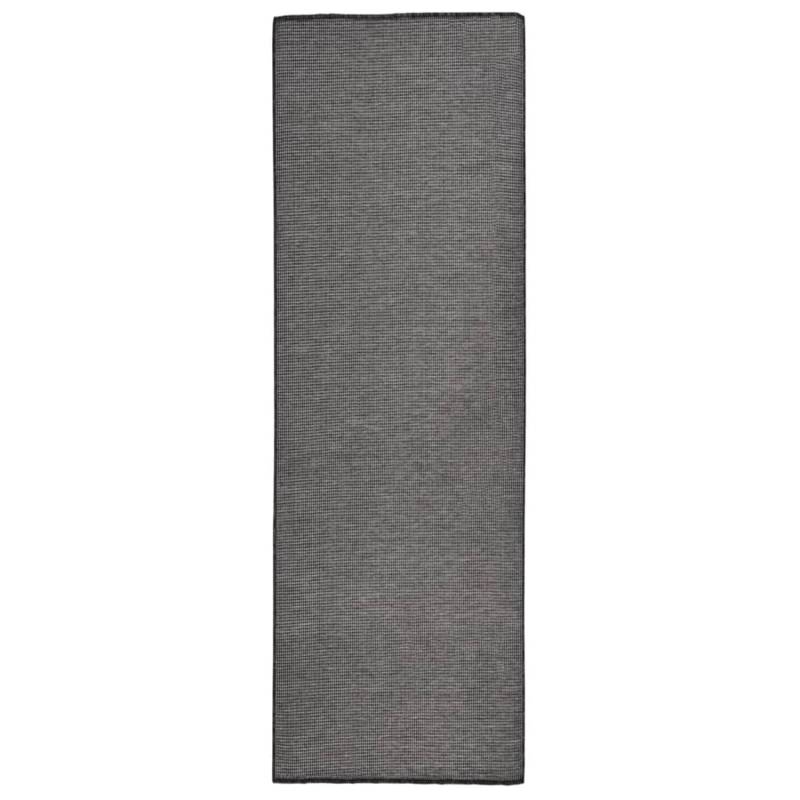 vidaXL Outdoorteppich Flachgewebe 80x250 Cm Grau 1123942 von VIDAXL