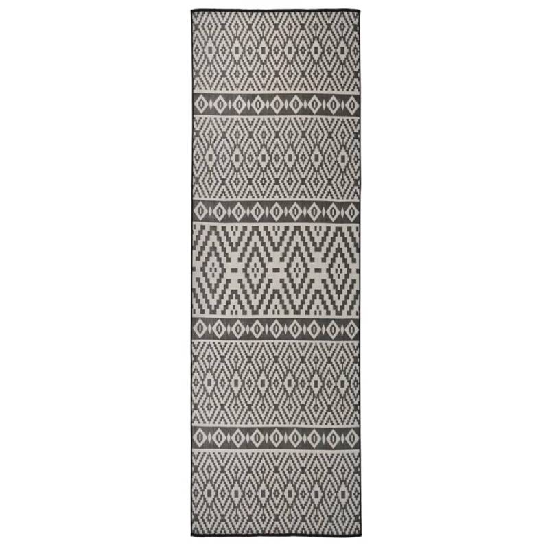 vidaXL Outdoorteppich Flachgewebe 80x250 Cm Schwarz Gestreift 1124019 von VIDAXL