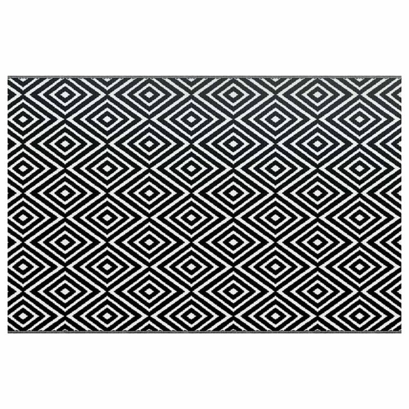 vidaXL Outdoorteppich Weiß Und Schwarz 190x290 Cm Pp 643951 von VIDAXL