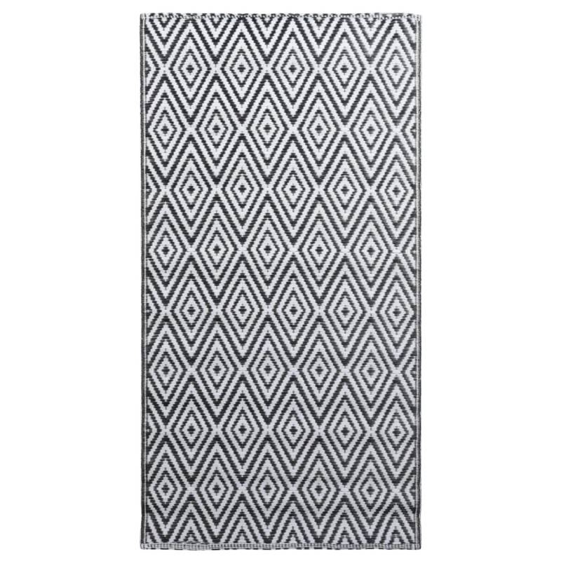 vidaXL Outdoorteppich Weiß Und Schwarz 80x150 Cm Pp 643948 von VIDAXL