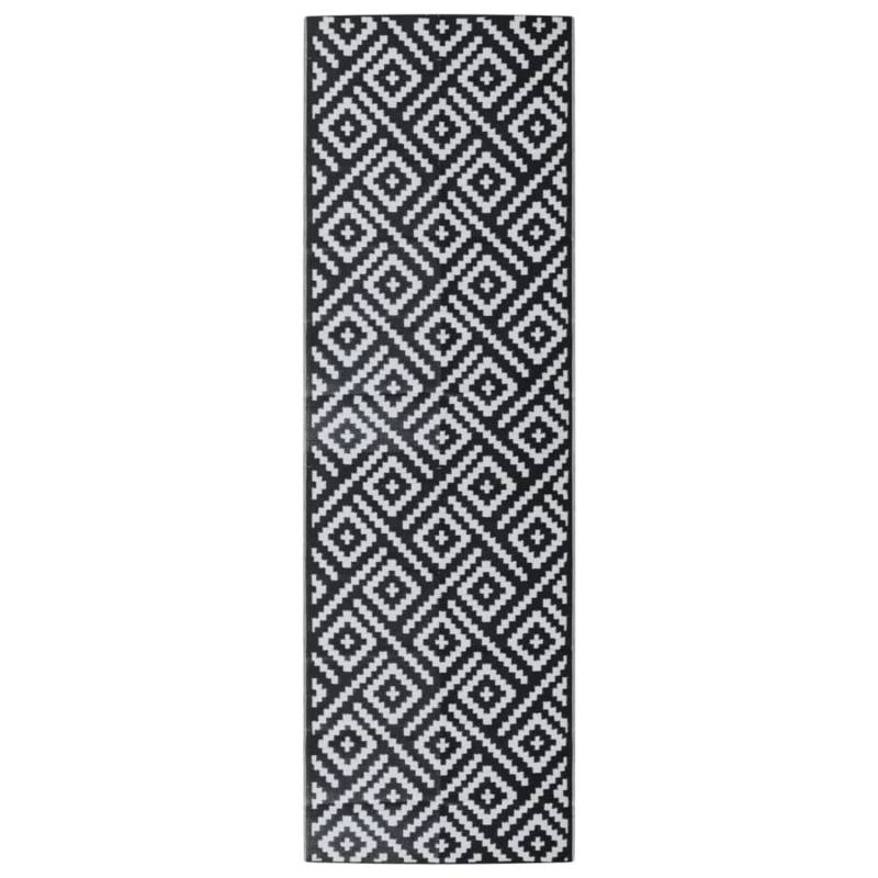 vidaXL Outdoorteppich Weiß Und Schwarz 80x250 Cm Pp 2008740 von VIDAXL