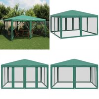 vidaXL Partyzelt mit 8 Mesh-Seitenteilen Grün 4x4 m HDPE von VIDAXL