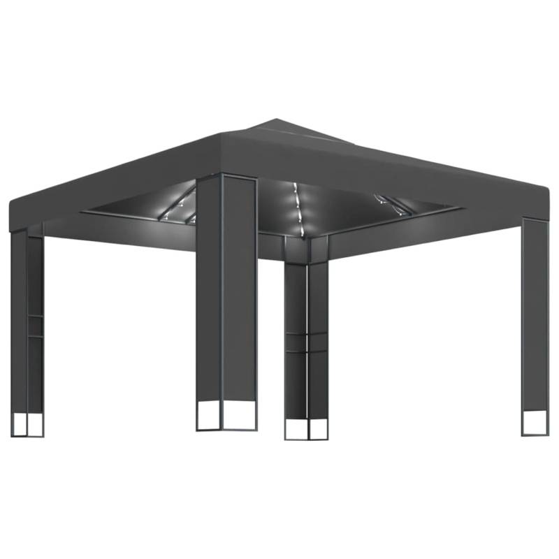 vidaXL Pavillon mit Doppeldach & LED-Lichterkette 3x3 m Anthrazit von VIDAXL
