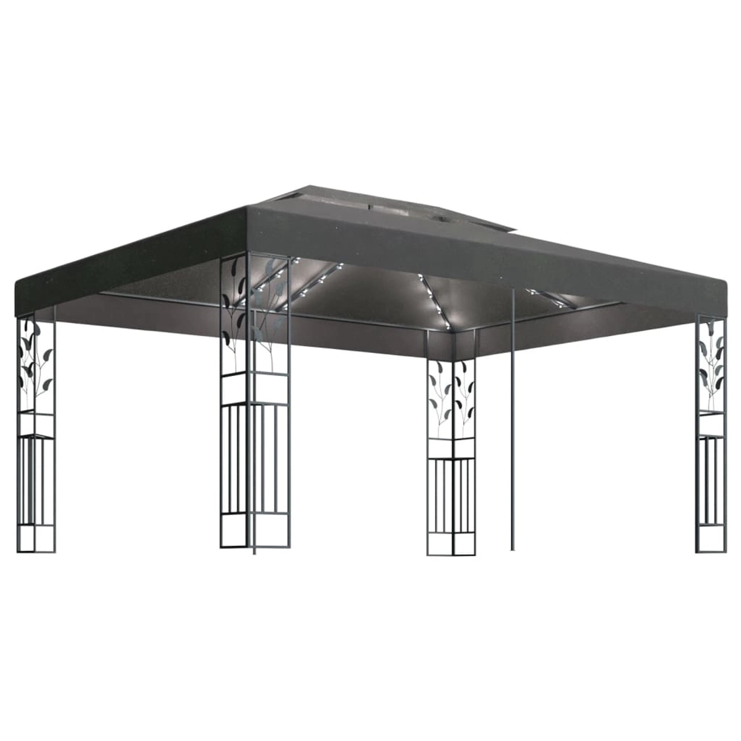 vidaXL Pavillon mit Doppeldach & LED-Lichterkette 3x4 m Anthrazit vidaXL Pavillon mit Doppeldach & LED-Lichterkette 3x4 m Anthrazit von VIDAXL