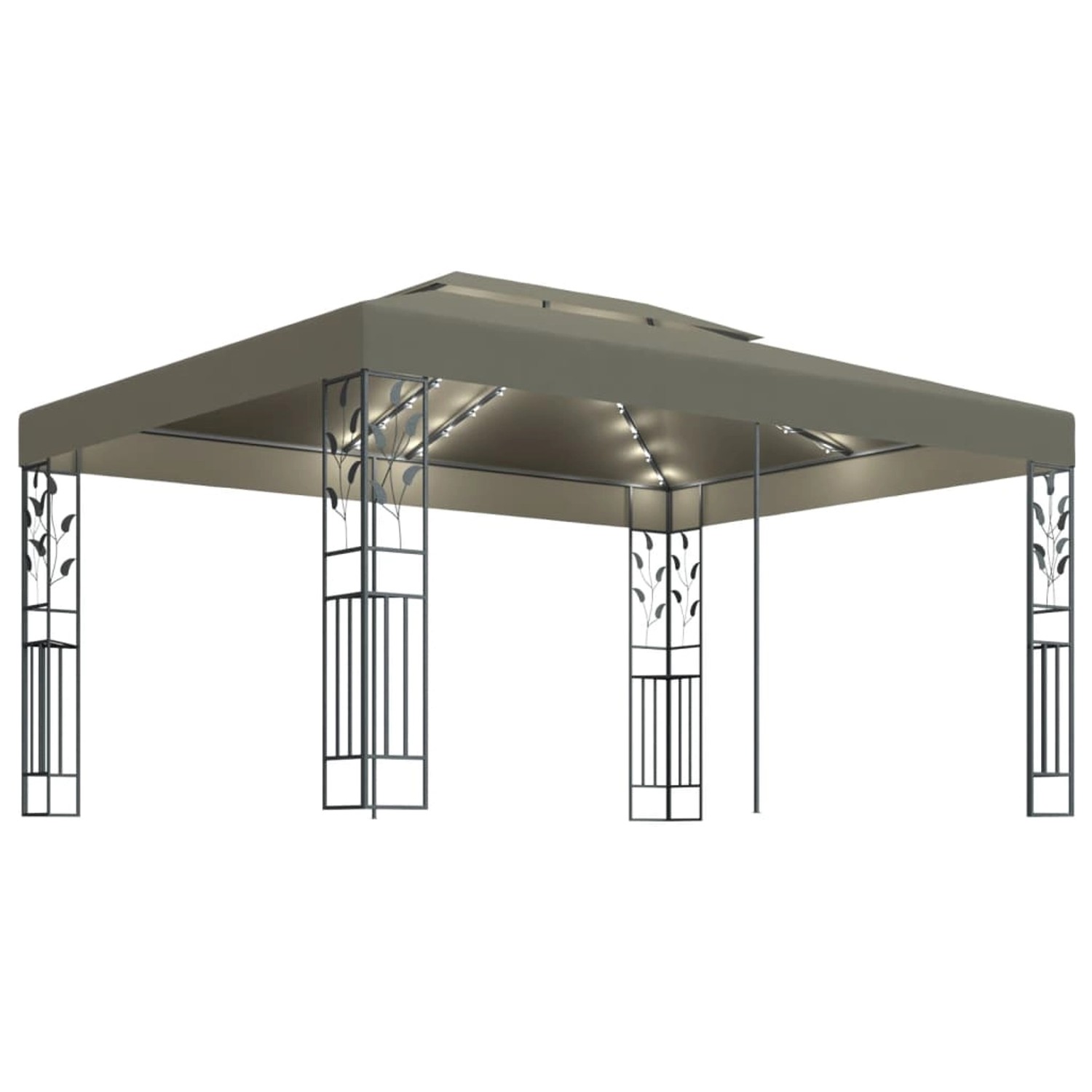 vidaXL Pavillon mit Doppeldach & LED-Lichterkette 3x4 m Taupe vidaXL Pavillon mit Doppeldach & LED-Lichterkette 3x4 m Taupe von VIDAXL