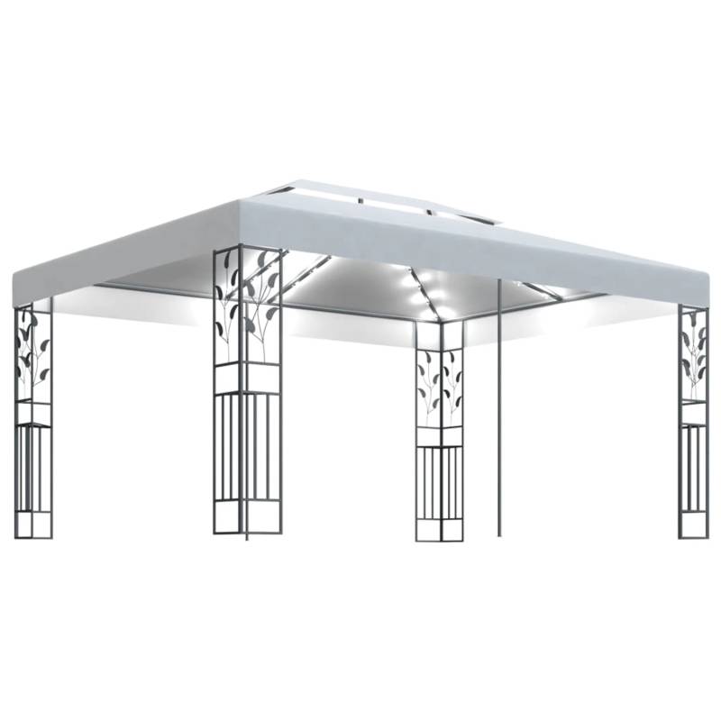 vidaXL Pavillon mit Doppeldach & LED-Lichterkette 3x4 m Weiß von VIDAXL