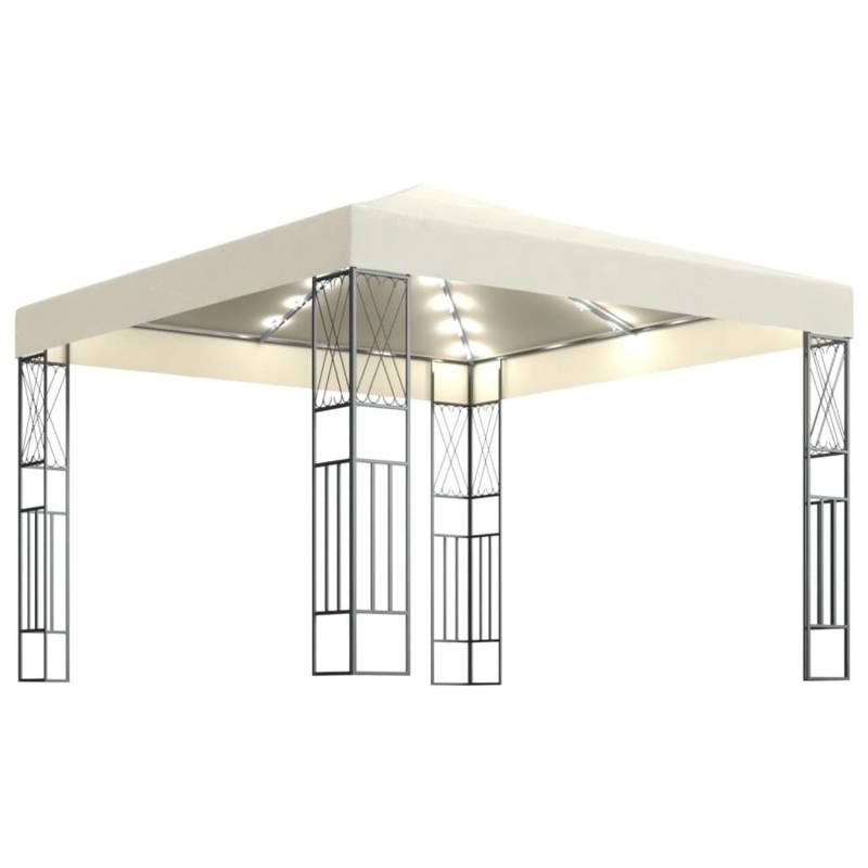 vidaXL Pavillon mit LED-Lichterkette 3x3 m Creme Stoff von VIDAXL