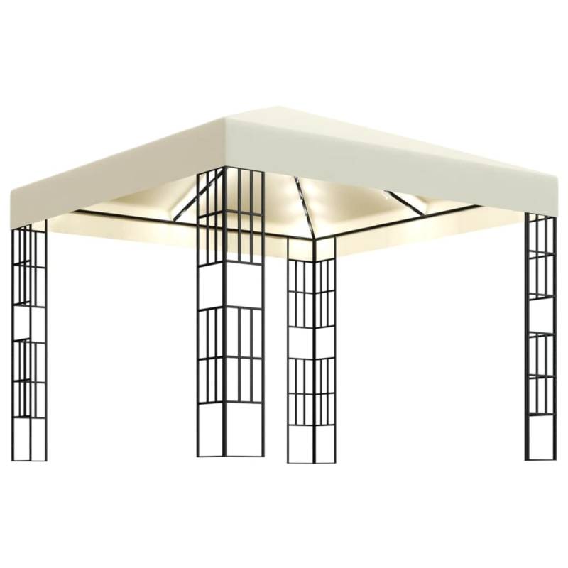 vidaXL Pavillon mit LED-Lichterkette 3x3 m CremeWeiß von VIDAXL