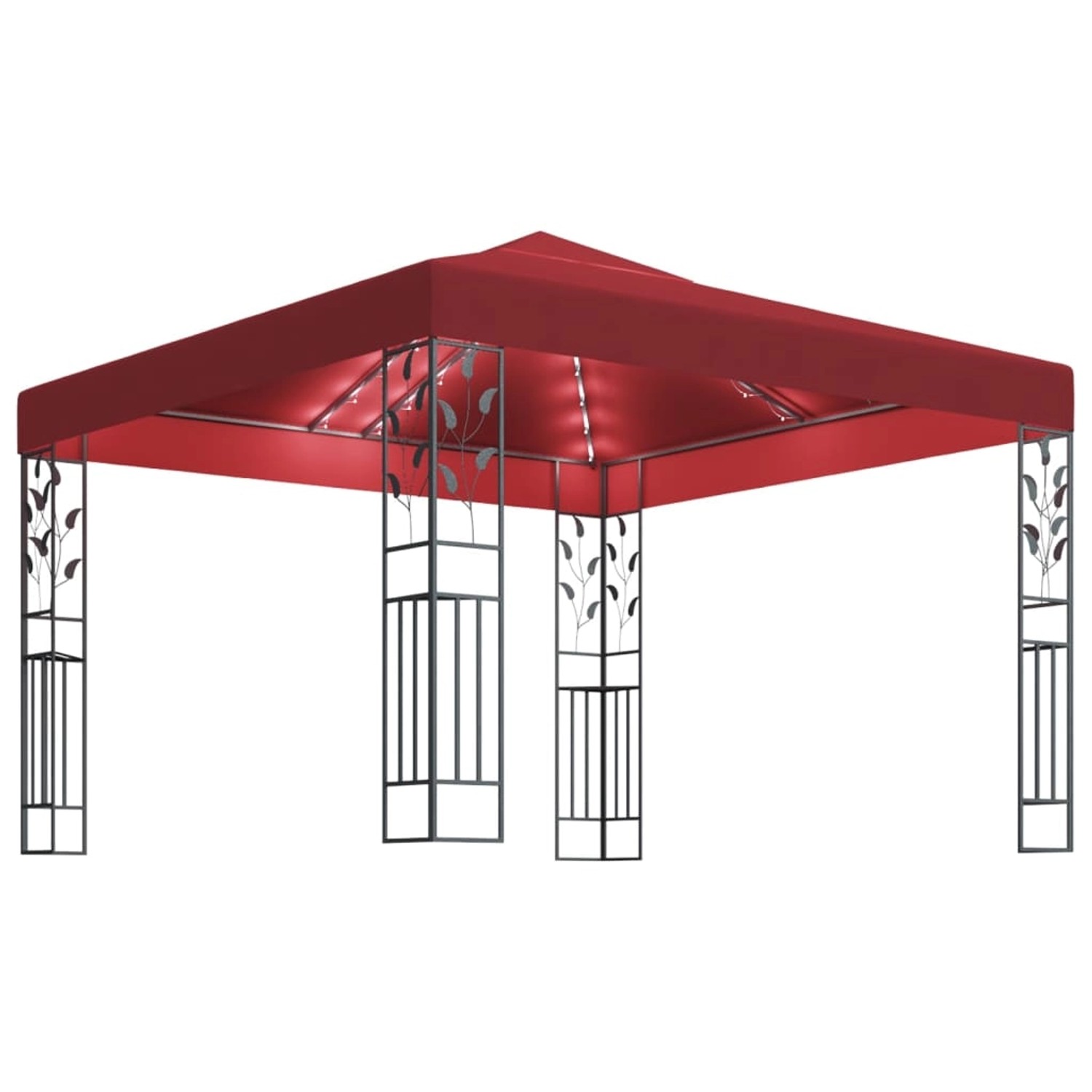 vidaXL Pavillon mit LED-Lichterkette 3x3 m Weißrot von VIDAXL