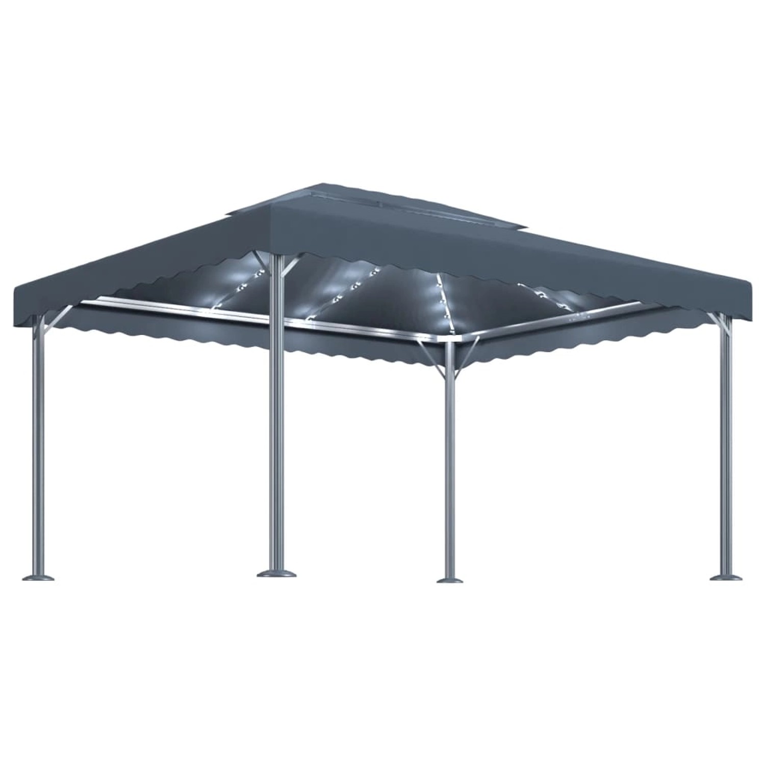 vidaXL Pavillon mit LED-Lichterkette 400x300 cm Anthrazit Aluminium vidaXL Pavillon mit LED-Lichterkette 400x300 cm Anthrazit Aluminium von VIDAXL