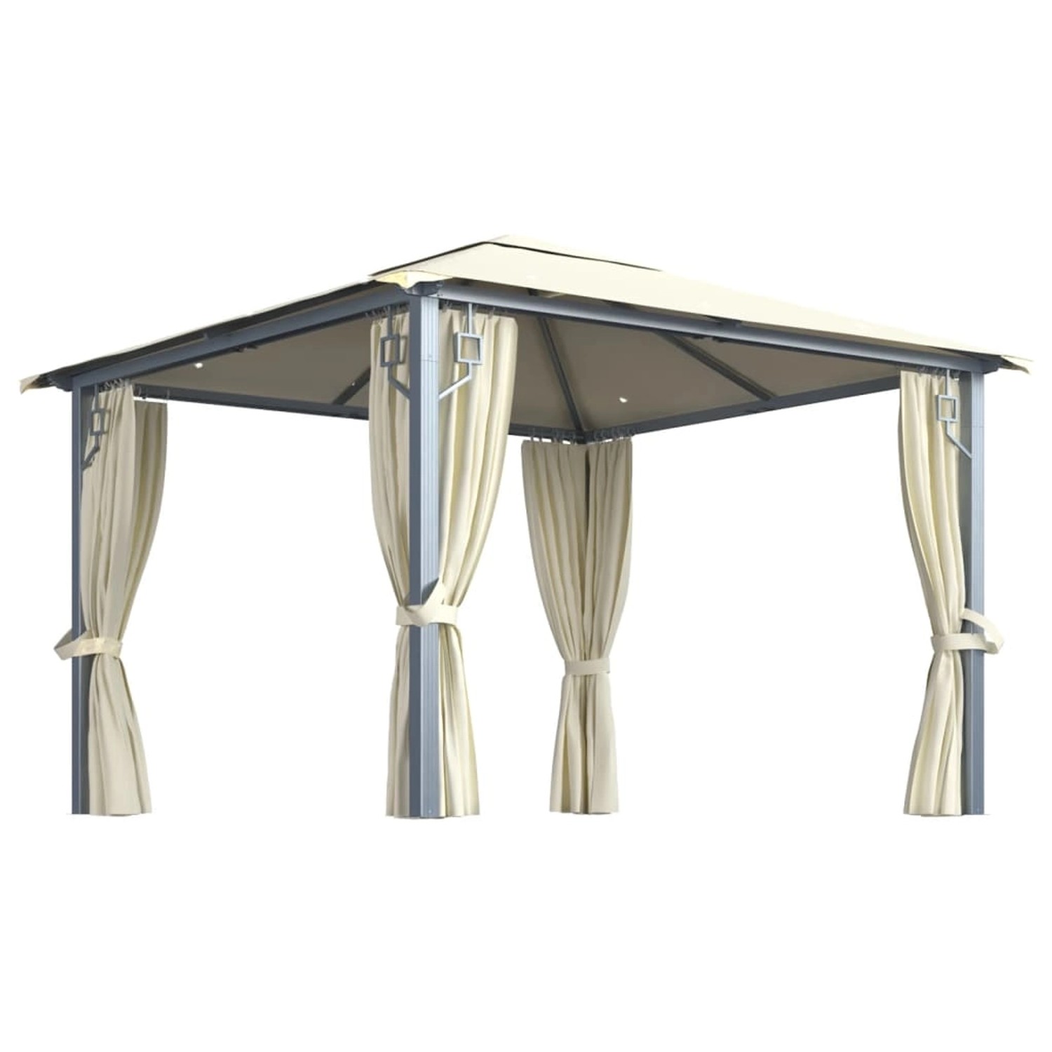 vidaXL Pavillon mit Vorhängen & LED-Lichterkette 300x300 cm Creme Alu vidaXL Pavillon mit Vorhängen & LED-Lichterkette 300x300 cm Creme Alu von VIDAXL
