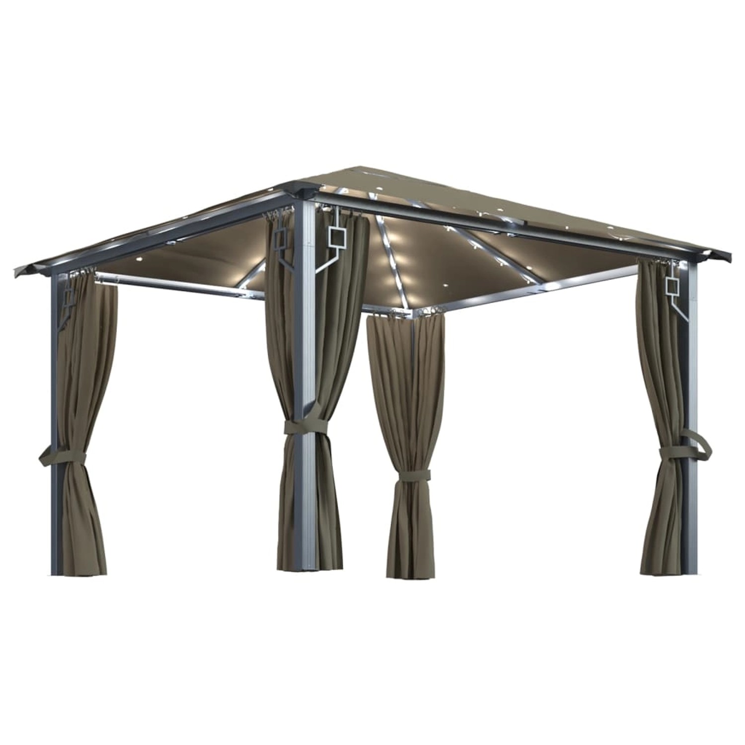 vidaXL Pavillon mit Vorhängen & LED-Lichterkette 300x300 cm Taupe Alu vidaXL Pavillon mit Vorhängen & LED-Lichterkette 300x300 cm Taupe Alu von VIDAXL