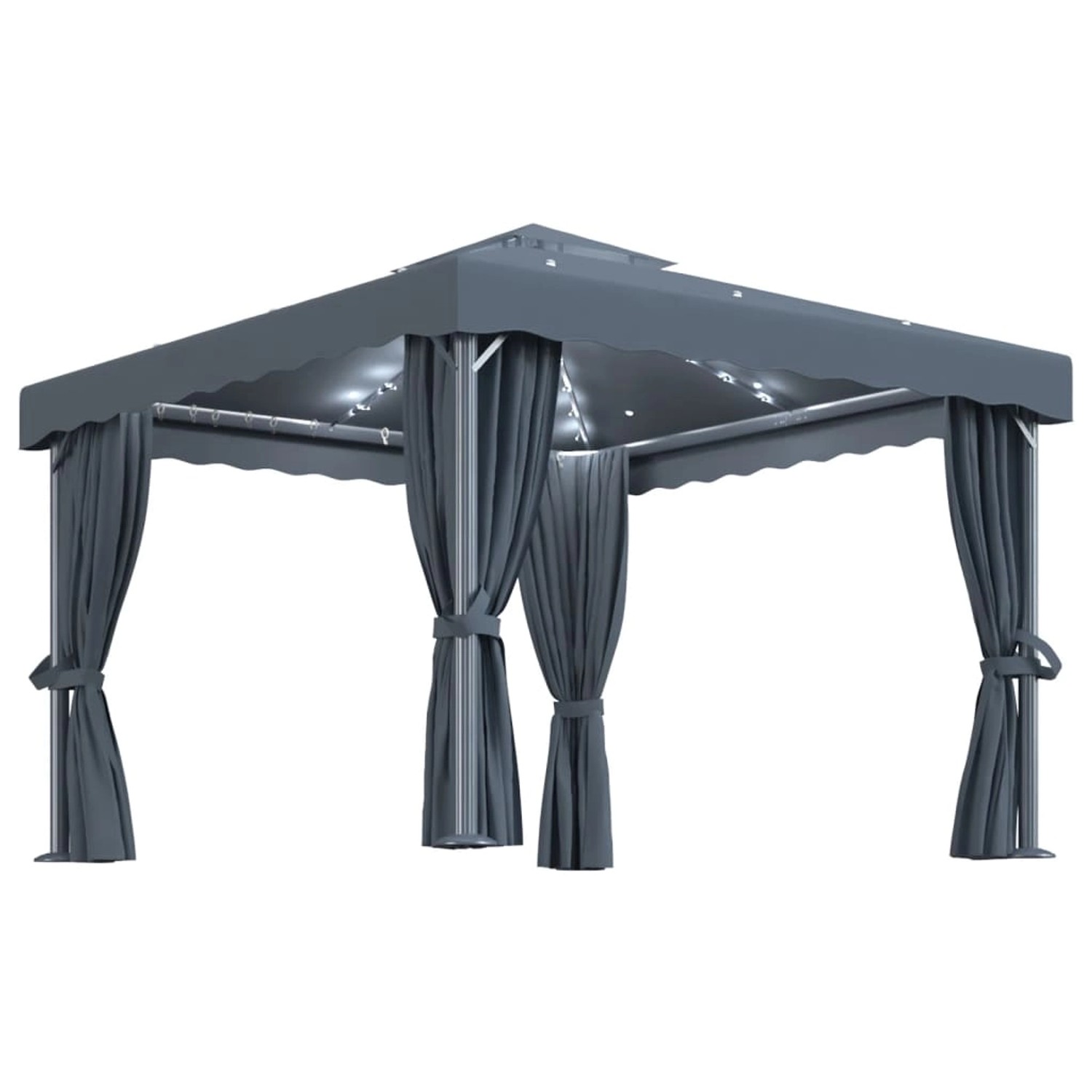 vidaXL Pavillon mit Vorhängen & LED-Lichterkette 3x3 m Anthrazit vidaXL Pavillon mit Vorhängen & LED-Lichterkette 3x3 m Anthrazit von VIDAXL