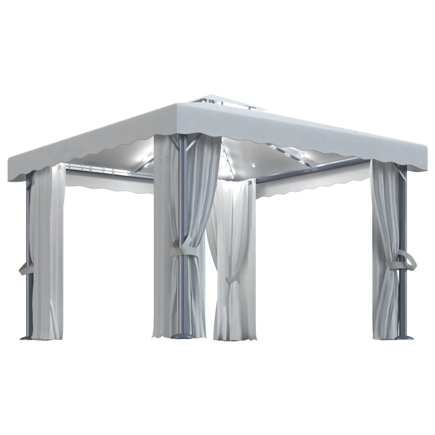 vidaXL Pavillon mit Vorhängen & LED-Lichterkette 3x3 m CremeWeiß vidaXL Pavillon mit Vorhängen & LED-Lichterkette 3x3 m CremeWeiß von VIDAXL