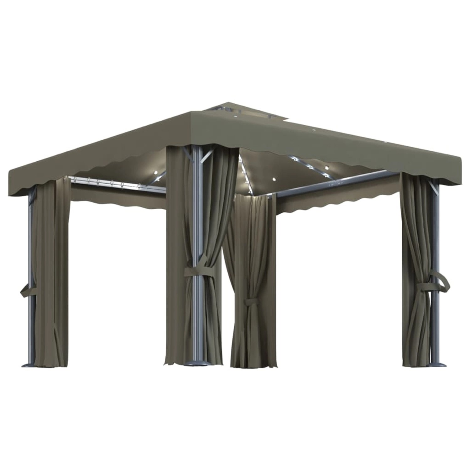 vidaXL Pavillon mit Vorhängen & LED-Lichterkette 3x3 m Taupe vidaXL Pavillon mit Vorhängen & LED-Lichterkette 3x3 m Taupe von VIDAXL