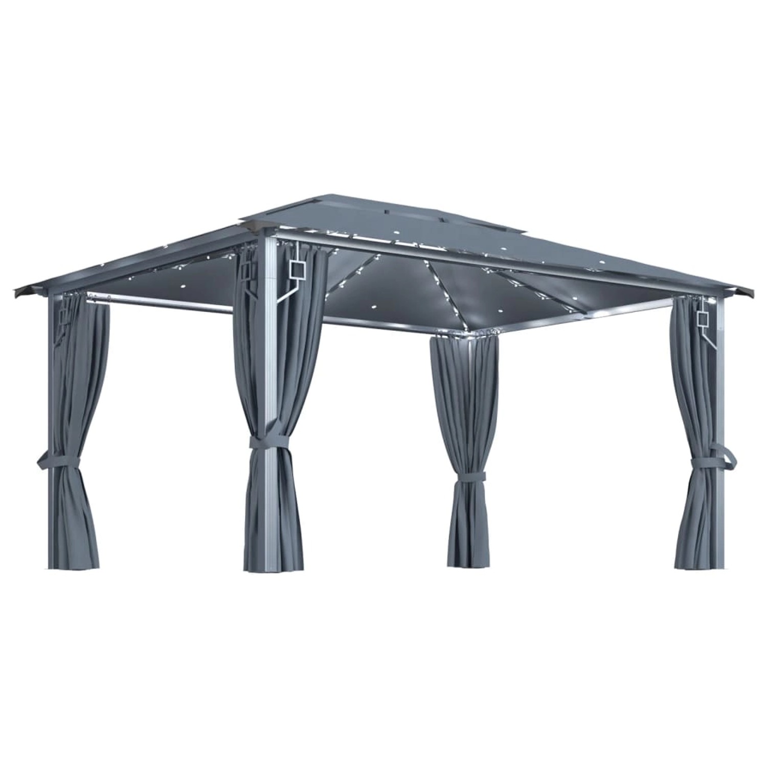 vidaXL Pavillon mit Vorhängen & LED-Lichterkette 400x300 cm Anthrazit Alu vidaXL Pavillon mit Vorhängen & LED-Lichterkette 400x300 cm Anthrazit Alu von VIDAXL