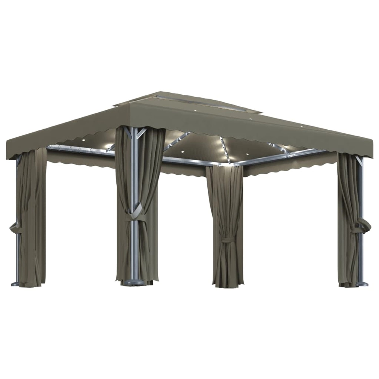 vidaXL Pavillon mit Vorhängen & LED-Lichterkette 4x3 m Taupe vidaXL Pavillon mit Vorhängen & LED-Lichterkette 4x3 m Taupe von VIDAXL