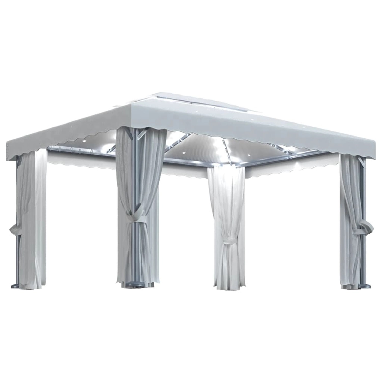 vidaXL Pavillon mit Vorhängen & LED-Lichterketten 4x3 m CremeWeiß vidaXL Pavillon mit Vorhängen & LED-Lichterketten 4x3 m CremeWeiß von VIDAXL