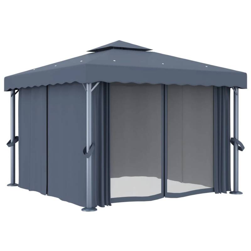vidaXL Pavillon mit Vorhang 3x3 m Anthrazit Aluminium vidaXL Pavillon mit Vorhang 3x3 m Anthrazit Aluminium von VIDAXL