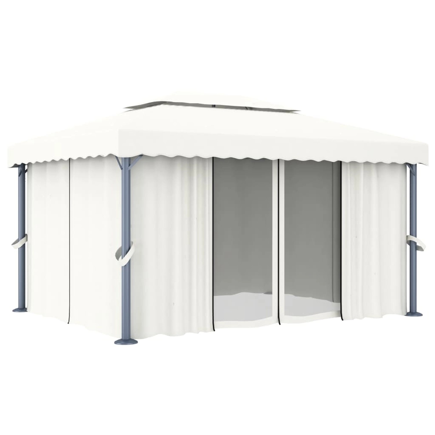vidaXL Pavillon mit Vorhang 4x3 m CremeWeiß Aluminium von VIDAXL