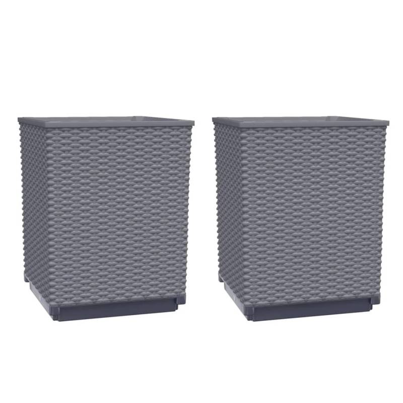 vidaXL Pflanzkübel 2 Stk Dunkelgrau 30x30x37 cm Polypropylen 1666754 von VIDAXL