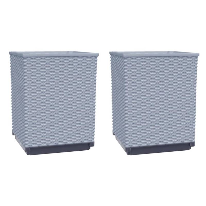 vidaXL Pflanzkübel 2 Stk Hellgrau 30x30x37 cm Polypropylen 1666733 von VIDAXL