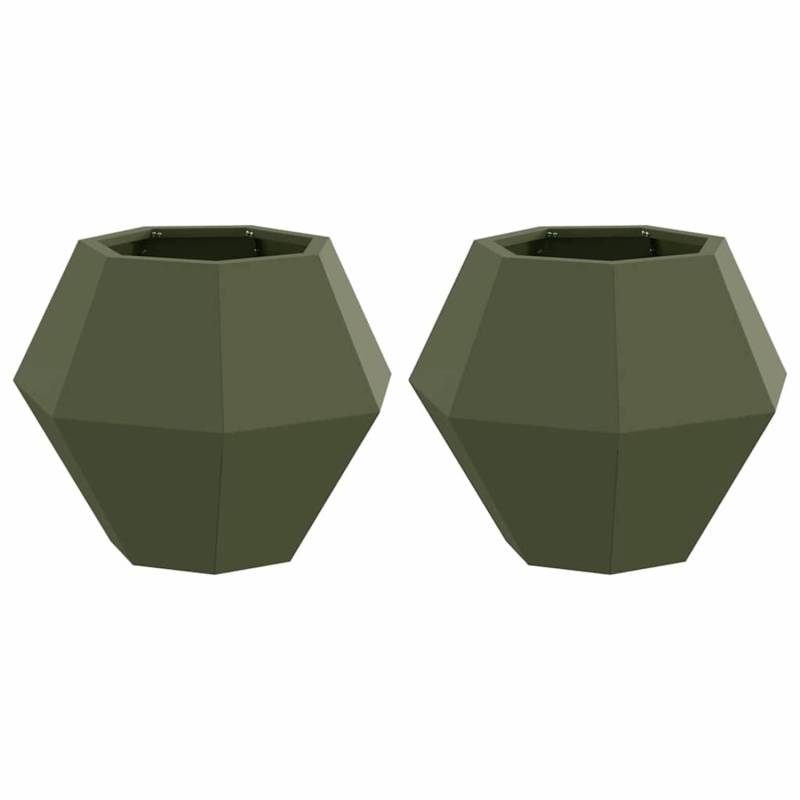vidaXL Pflanzkübel 2 Stk Olive Grün 50 x 50 x 40 cm Stahl 884059 vidaXL Pflanzkübel 2 Stk Olive Grün 50 x 50 x 40 cm Stahl 884059 von VIDAXL
