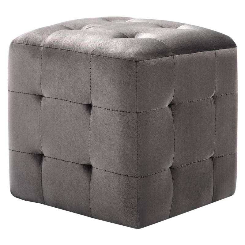 vidaXL Pouf 2 Stk. Grau 30x30x30 cm Samtstoff von VIDAXL