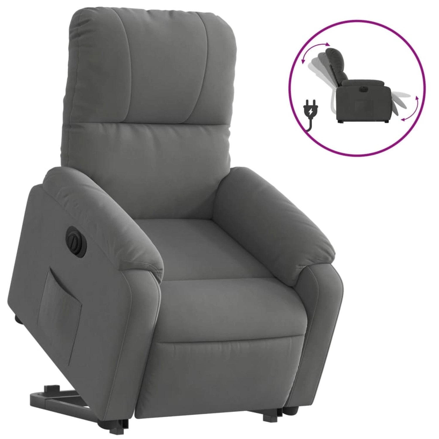 vidaXL Relaxsessel Aufstehhilfe Elektrisch Dunkelgrau Mikrofasergewebe von VIDAXL