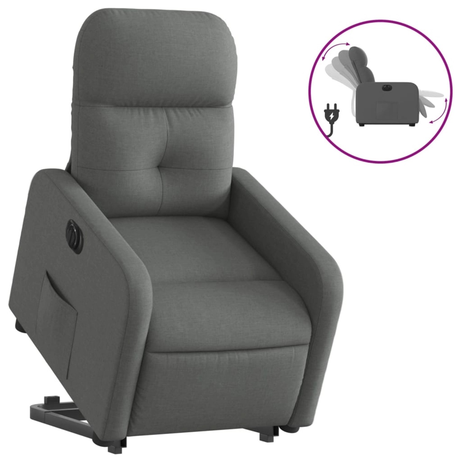 vidaXL Relaxsessel mit Aufstehhilfe Elektrisch Dunkelgrau Stoff Modell 13 von VIDAXL