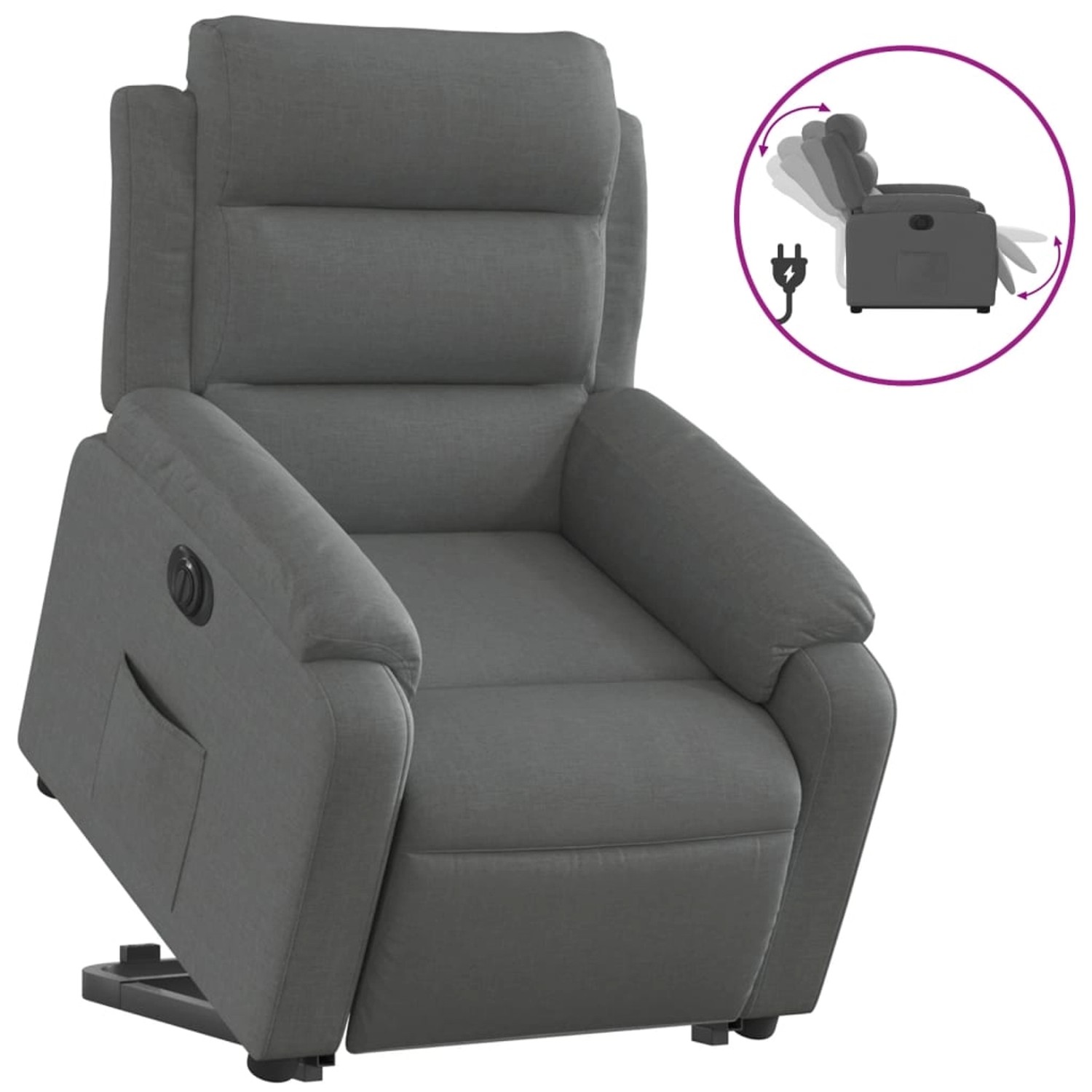 vidaXL Relaxsessel mit Aufstehhilfe Elektrisch Dunkelgrau Stoff Modell 2 von VIDAXL