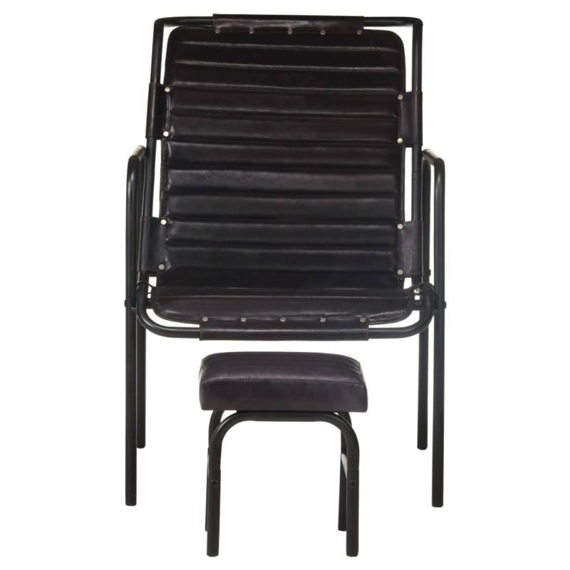 vidaXL Relaxsessel mit Fußhocker Schwarz Echtleder von VIDAXL