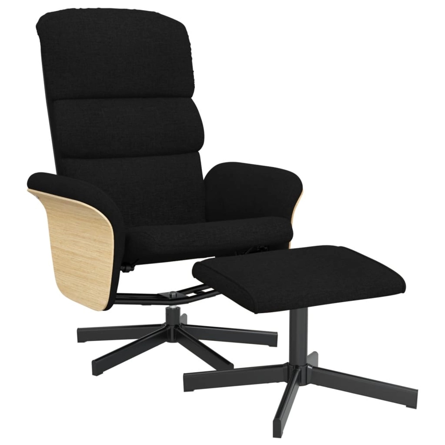 vidaXL Relaxsessel mit Fußhocker Schwarz Stoff Modell 2 vidaXL Relaxsessel mit Fußhocker Schwarz Stoff Modell 2 von VIDAXL