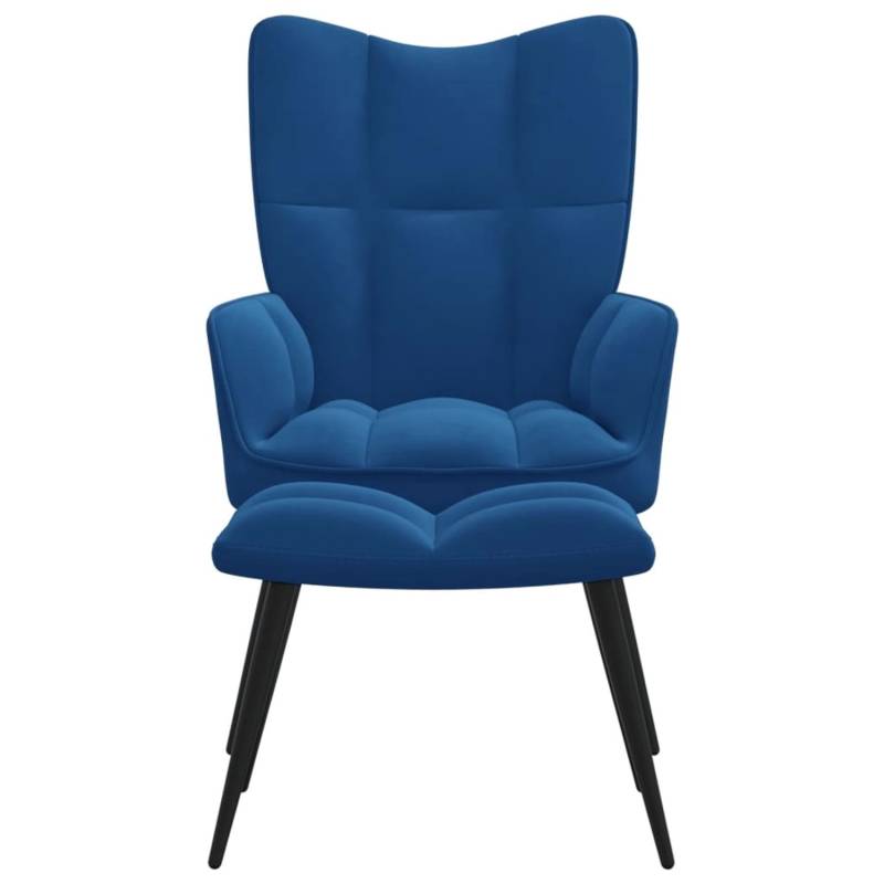 vidaXL Relaxsessel mit Hocker Blau Samt Modell 5 von VIDAXL
