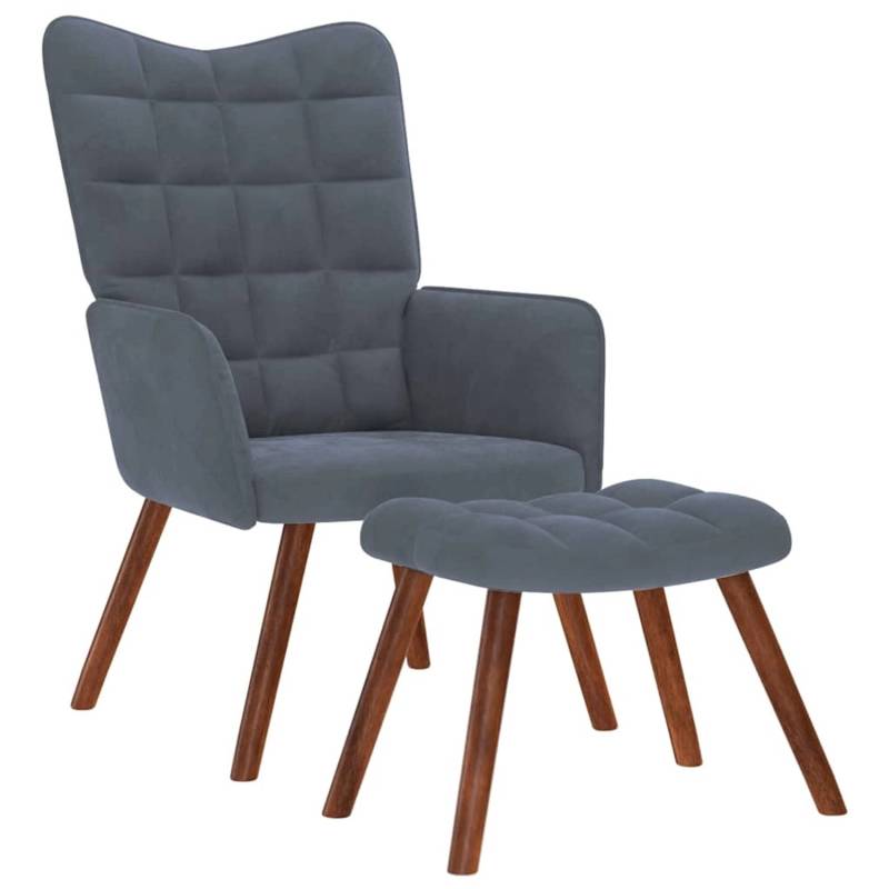 vidaXL Relaxsessel mit Hocker Dunkelgrau Samt 4016822 von VIDAXL