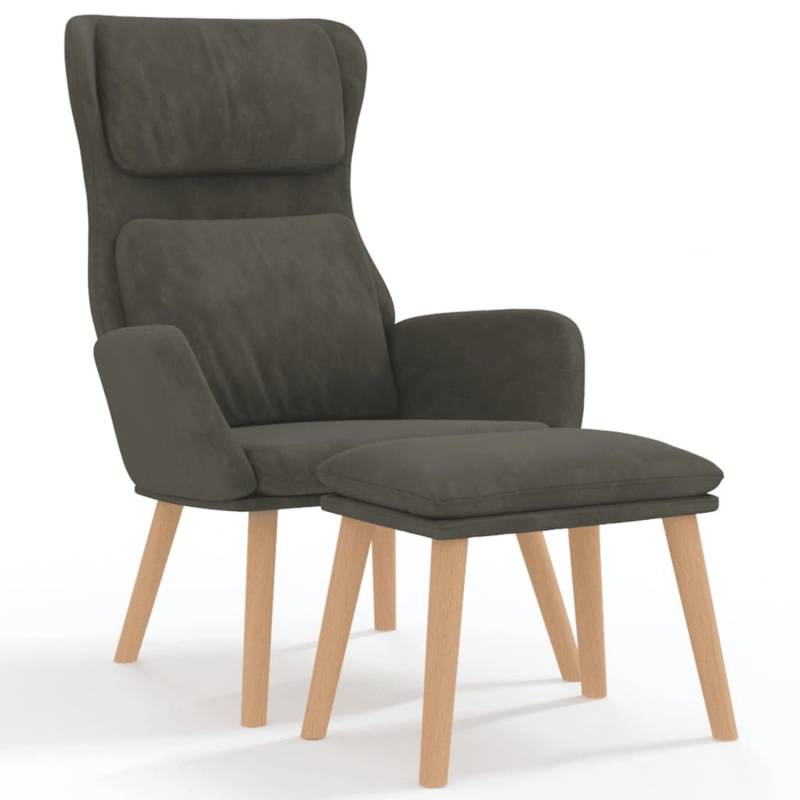 vidaXL Relaxsessel mit Hocker Dunkelgrau Samt Modell 14 von VIDAXL