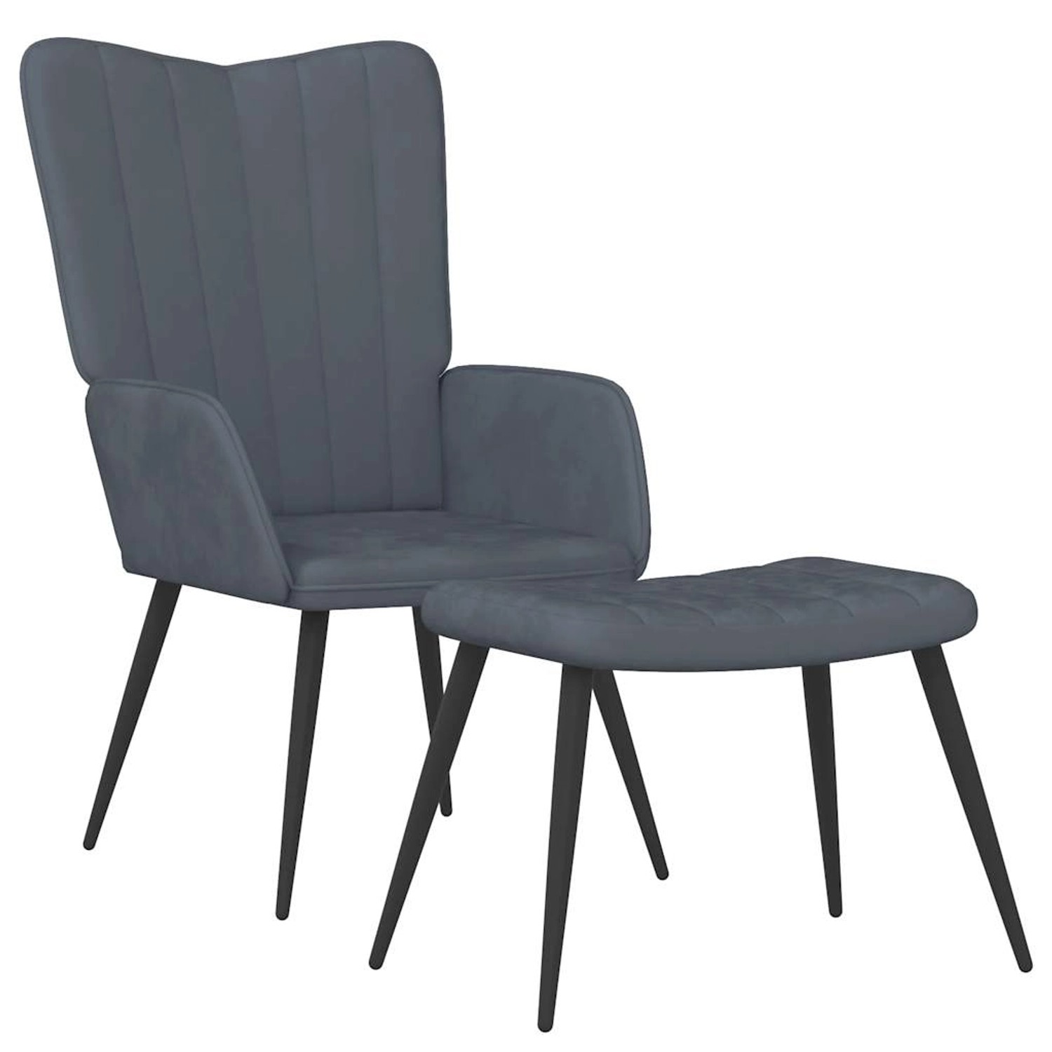 vidaXL Relaxsessel mit Hocker Dunkelgrau Samt Modell 2 vidaXL Relaxsessel mit Hocker Dunkelgrau Samt Modell 2 von VIDAXL