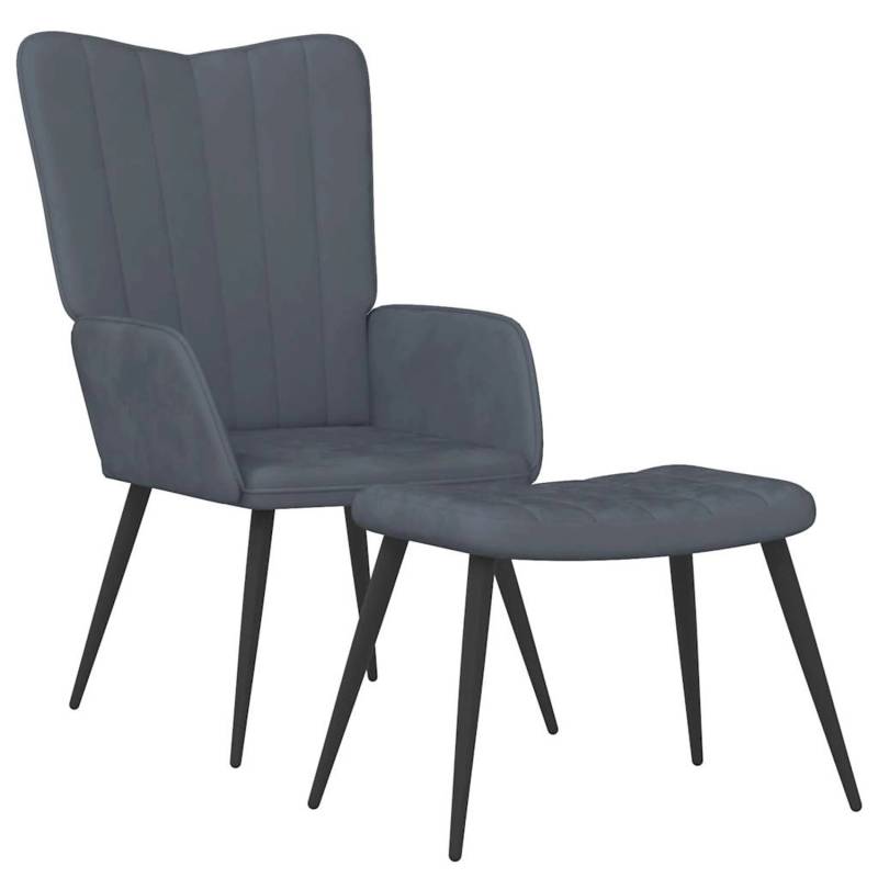 vidaXL Relaxsessel mit Hocker Dunkelgrau Samt Modell 2 von VIDAXL