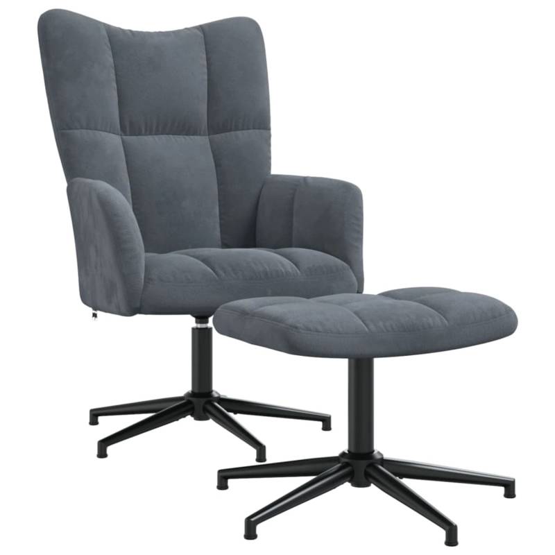 vidaXL Relaxsessel mit Hocker Dunkelgrau Samt Modell 7 von VIDAXL