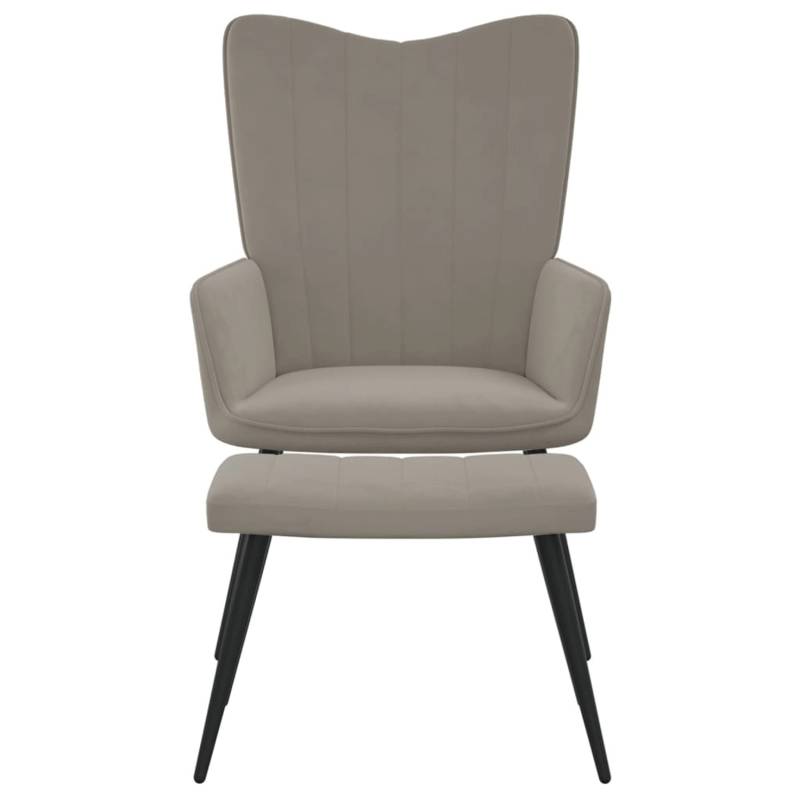 vidaXL Relaxsessel mit Hocker Hellgrau Samt Modell 2 von VIDAXL