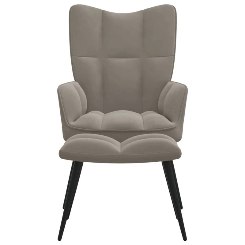 vidaXL Relaxsessel mit Hocker Hellgrau Samt Modell 5 von VIDAXL