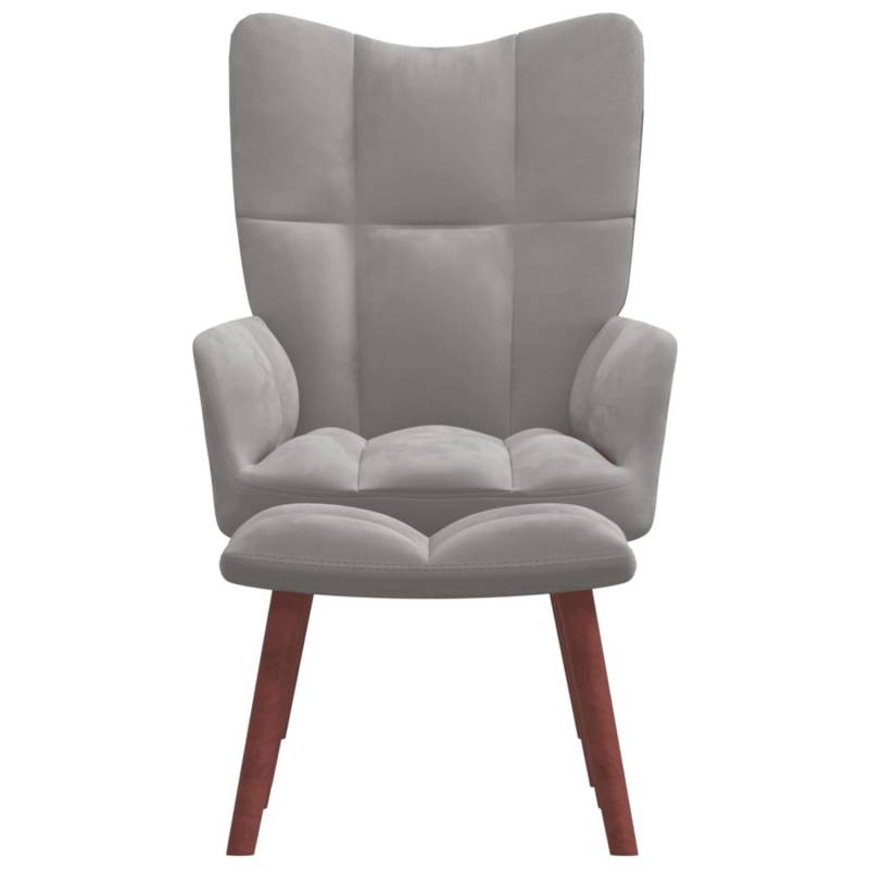 vidaXL Relaxsessel mit Hocker Hellgrau Samt Modell 6 von VIDAXL