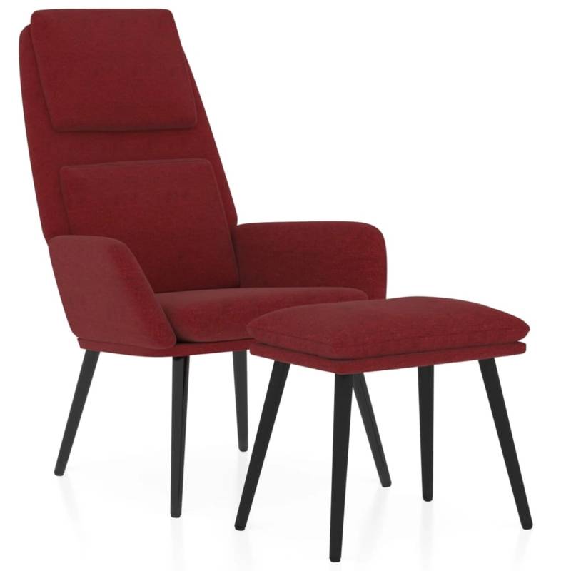 vidaXL Relaxsessel mit Hocker Weißrot Stoff Modell 19 von VIDAXL